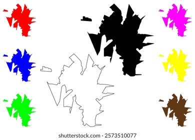 Passos city (Federative Republic of Brazil, Minas Gerais state) map vector illustration, scribble sketch Passos map