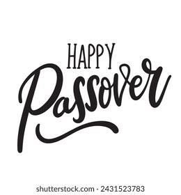 Passover Day inscription. Handwriting text banner Happy Passover . Hand drawn vector art.