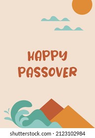 Passover greeting card with the Egyptian pyramids. Holiday Jewish exodus from Egypt. Holiday Jewish exodus from Egypt. Pesach template for your design. Vector illustration