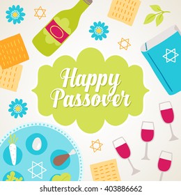 Passover greeting card. Vector illustration.