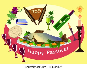 passover holiday card with objects,passover seder.