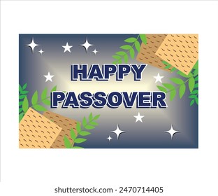 Passover holiday concept. Matzo, flowers, plants, star of David. Flat vector modern illustration 