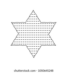Passover holiday flat design black thin line icons of matzot in star of david shape.
