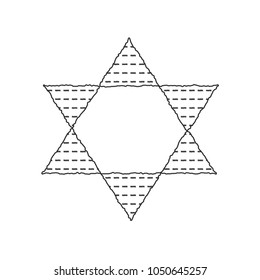 Passover holiday flat design black thin line icons of matzot in star of david shape.
