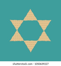 Passover holiday flat design icons of matzot in star of david shape.