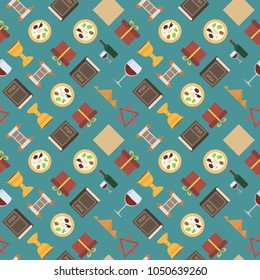 Passover holiday flat design icons seamless pattern.
