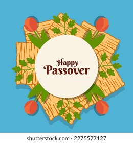 passover illustration greeting card with flower and bread