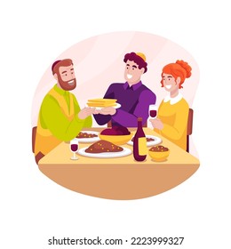 Passover isolated cartoon vector illustration. Happy family celebrating Passover jewish holiday, everyday religious rituals, friday sundown, gathering together vector cartoon.