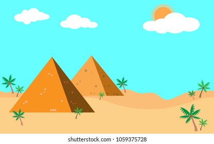 Passover Jewish Holiday. Passover greeting card with the Egyptian pyramids. Holiday Jewish exodus from Egypt. Vector illustration