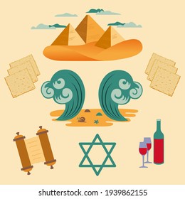 passover. Jewish holiday. set vector illustration