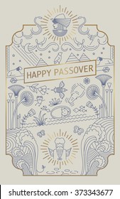 PASSOVER LINE ART CARD. Gold foil. Vector illustration file. Can use as greeting card, poster, cover, wall art, print and more...