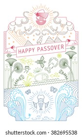 PASSOVER LINE ART CARD. Vector illustration file. Can use as greeting card, poster, cover, wall art, print and more...