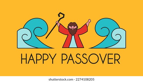 Passover , Pesach, Jewish holiday. Haggadah vector illustration. The Escape from Egypt concept.