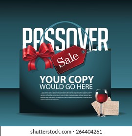 Passover sale shopping bag wine and matzoh background EPS 10 vector royalty free stock illustration for greeting card, ad, promotion, poster, flier, blog, article, social media, marketing