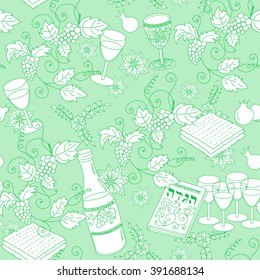 Passover seamless pattern background. Jewish holiday Passover symbols. Vector illustration