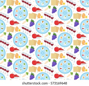 Passover seamless pattern. Pesach endless background, texture. Jewish holiday backdrop. Vector illustration