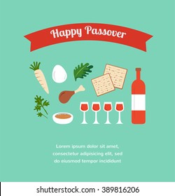 Passover seder flat icons . happy Jewish holiday Pesach