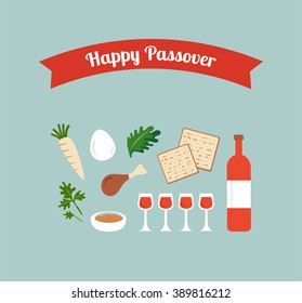 Passover seder flat icons . happy Jewish holiday Pesach