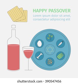 Passover seder plate with flat icons