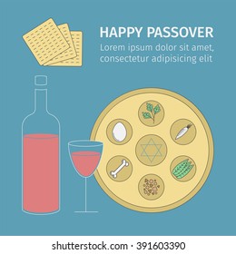 Passover seder plate with flat icons