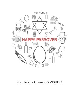 Passover seder poster. Line icons set. Vector signs for web graphics.