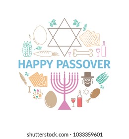 Passover seder poster. Vector signs for web graphics.