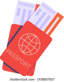  Passport with air tickets on a white background