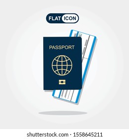 Passport and airline boarding pass ticket