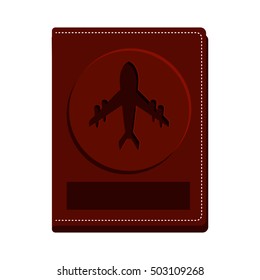 passport with airplane circle label