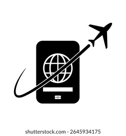 Passaporte e ícone de avião. Ícone de viagem do avião. Sinal vetorial de documento de passaporte estrangeiro de viagem. Design de ilustração vetorial