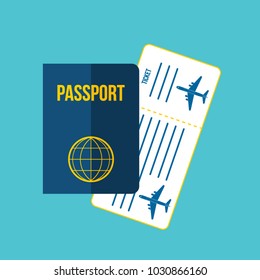 Passport with airplane ticket icon vector illustration isolated on background