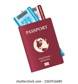 Passport with airplane tickets inside vector design illustration isolated on white background