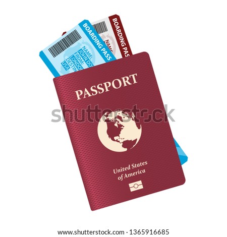 Passport with airplane tickets inside vector design illustration isolated on white background