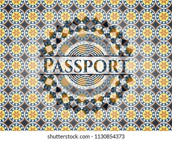 Passport arabic emblem background. Arabesque decoration.