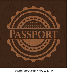 Passport Badge With Wood Background