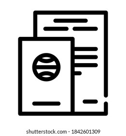 passport and ballot line icon vector. passport and ballot sign. isolated contour symbol black illustration