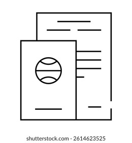passport and ballot line icon vector. passport and ballot sign. isolated contour symbol black illustration