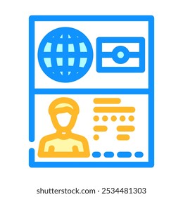 Pasaporte Vector de icono de color biométrico. Pasaporte signo biométrico. Ilustración de símbolo aislado