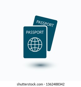 Passport with biometric data icon isolated on background. International travel passport document icon.