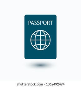 Passport with biometric data icon isolated on background. International travel passport document icon. 