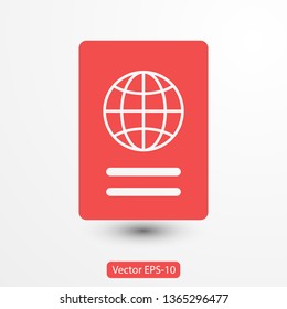 Passport with biometric data icon isolated on background. International travel passport document icon. Passport vector icon EPS 10. Passport Icon - Travel. Pass isolated