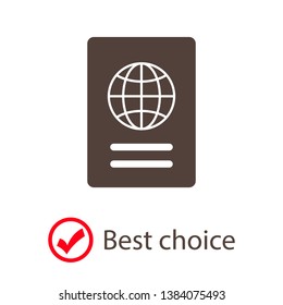 Passport with biometric data icon isolated on background. International travel passport document icon. Passport vector icon EPS 10. Passport Icon - Travel. Pass isolated