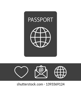 Passport with biometric data icon isolated on background. International travel passport document icon. Passport vector icon EPS 10. Passport Icon - Travel. Pass isolated