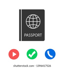 Passport with biometric data icon isolated on background. International travel passport document icon. Passport vector icon EPS 10. Passport Icon - Travel. Pass isolated
