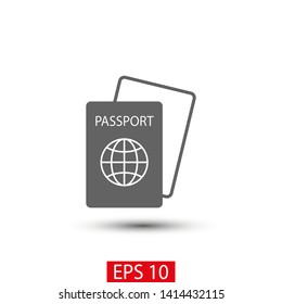Passport with biometric data icon isolated on background. International travel passport document icon. Passport vector icon EPS 10. Passport Icon - Travel. Pass isolated