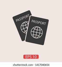 Passport with biometric data icon isolated on background. International travel passport document icon. Passport vector icon EPS 10. Passport Icon - Travel. Pass isolated