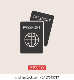 Passport with biometric data icon isolated on background. International travel passport document icon. Passport vector icon EPS 10. Passport Icon - Travel. Pass isolated