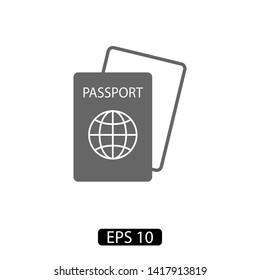 Passport with biometric data icon isolated on background. International travel passport document icon. Passport vector icon EPS 10. Passport Icon - Travel. Pass isolated