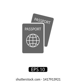 Passport with biometric data icon isolated on background. International travel passport document icon. Passport vector icon EPS 10. Passport Icon - Travel. Pass isolated