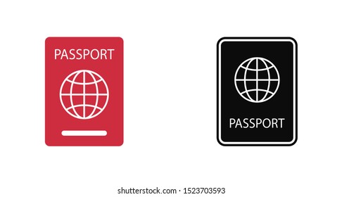 Passport with biometric data icon isolated on background. International travel passport document icon. Passport vector icon EPS 10. Passport Icon - Travel. Pass isolated